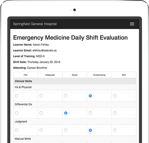 Evaluation interface